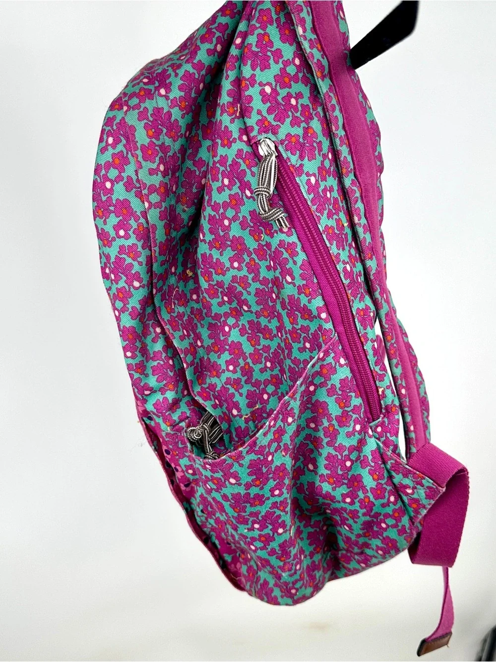 Girls Women Vera Bradley Pink & Teal Floral Backpack Back to School
